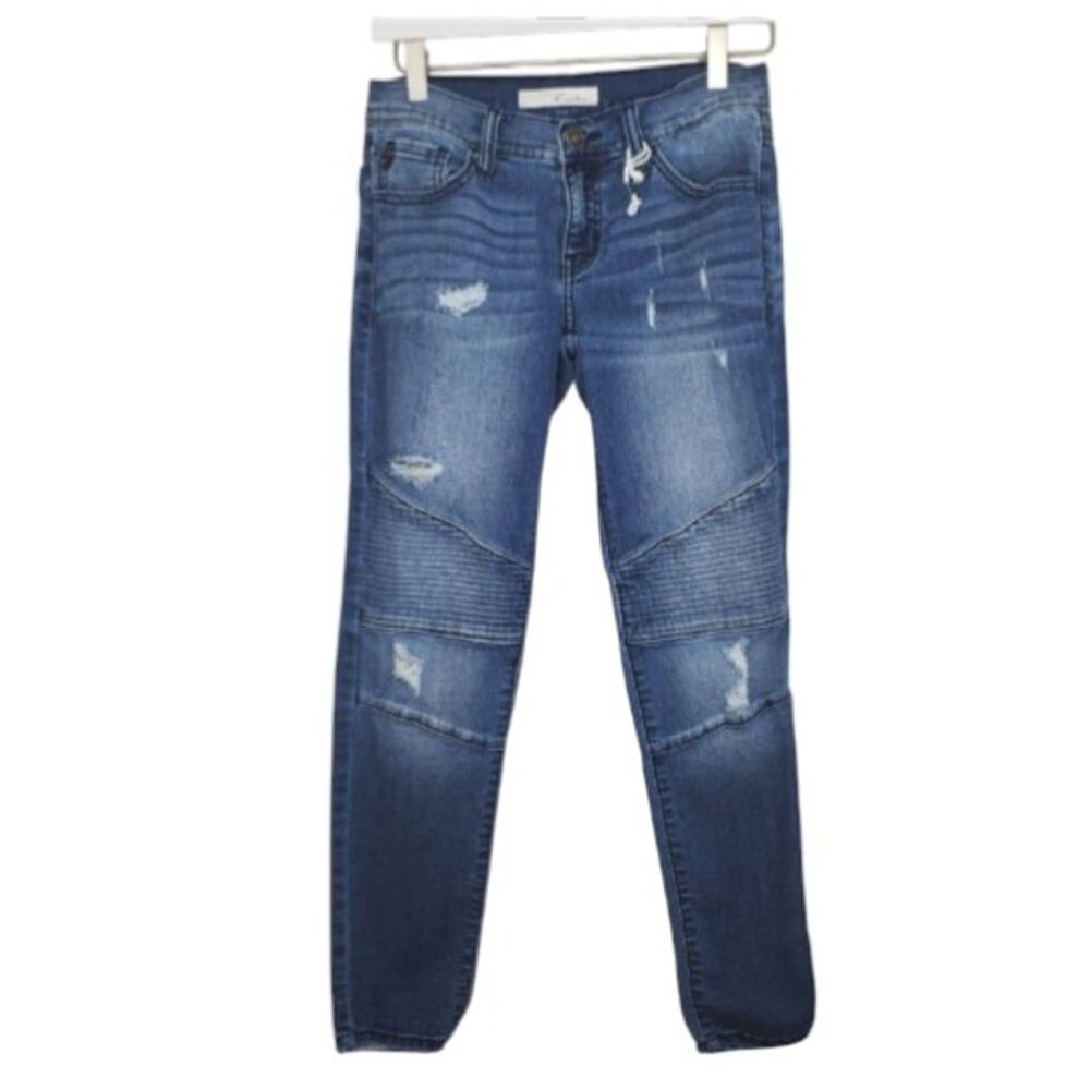 Skinny Moto Ankle Jean KanCan Distressed 25